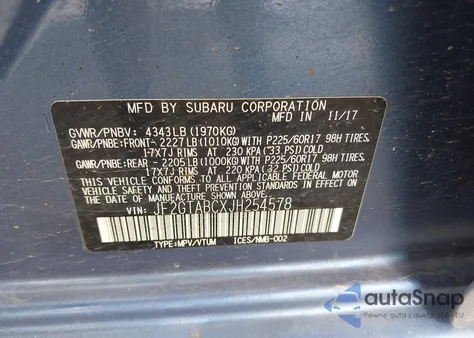 2018 Subaru Crosstrek 2.0I Premium z USA, uszkodzony, nr VIN JF2GTABCXJH254578